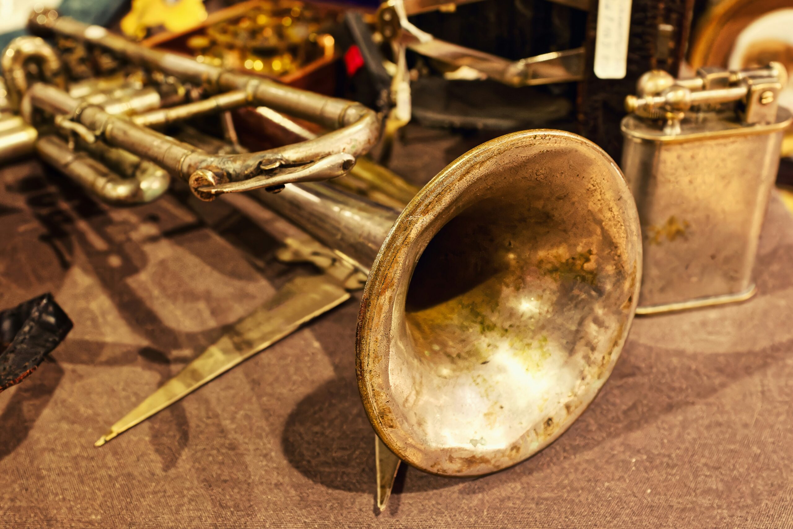 A close up of a musical instrument on a table